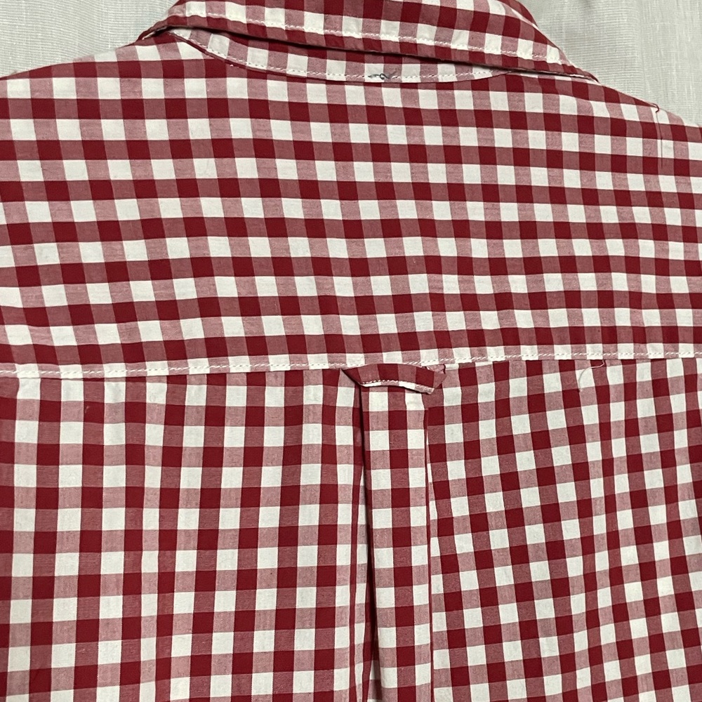 Bass Red & White Checked 100% Cotton Button-Up Long Sleeve Shirt RN 69426 - Picture 10 of 14